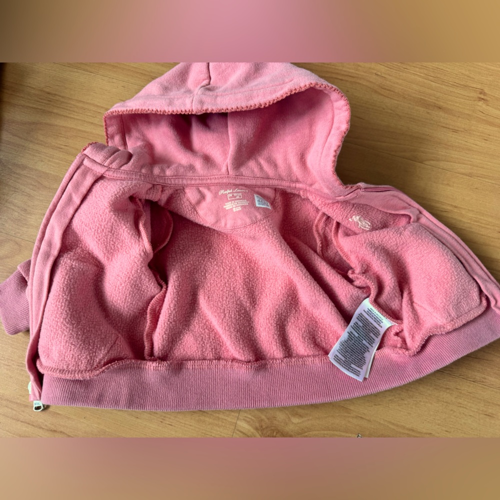 Ralph Lauren Baby Girl Coral Pink Cotton Fleece Hoodie 3mo - Picture 7 of 11